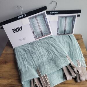 Set Of 2 - DKNY 4 Panels Window Curtain Drapes ~ City Breeze Sheer~Green~50 X 84